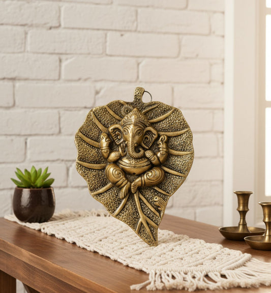 Leaf Ganesha Wall Hanging Decorative Showpiece
